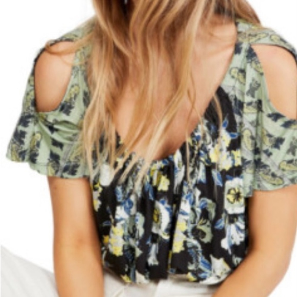 NWT Free People Baja
Babe Cold Shoulder Floral Floral Open-Back Women Top - Picture 2 of 5